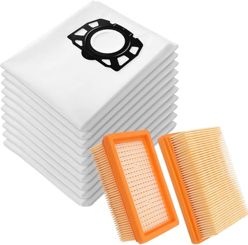 10 Staubsaugerbeutel + 2 Filter für Kärcher 2.863-006.0 KFI 487 WD4 WD5 WD6 WD5P WD6P Premium MV4 MV5 MV6 Staubsauger Ersatzteile 2.863-005.0