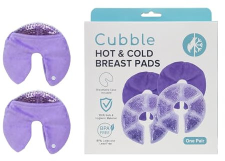 Cubble Heiß- und Kalt-Brusttherapie-Gel-Pads, postpartale Essentials, 2 wiederverwendbare Brustpolster und 2 abnehmbare Abdeckungen, fortschrittliche Linderung bei Stillschmerzen und Mastitis