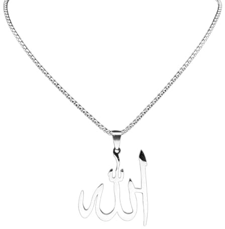 ZGGUOJU Necklace Men Personalized Jewelry Islamisch Arabisch Allah Gott Name Anhänger Halskette für Männer Frauen Gold Farbe Islam Muslim Kette Amulett Schmuck Collier Good Luck Gifts Geschenk