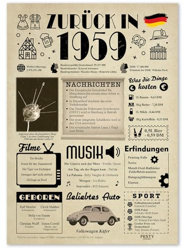 Geschenke für Frauen 67 Geburtstag Männer - Geburtstagsgeschenk - Wandbild | Geburtskarte 67 Mann und Frau - Geschenk 67.Geburtstag - Geburtstagsdeko 67 Jahre Frau und Mann - Zurück in 1959