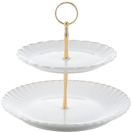 Bloosnow Ceramic Cake Stands,Cupcake Stand for Wedding, Party, Birthday, Baby Showers & Cake Dessert (Weißes)