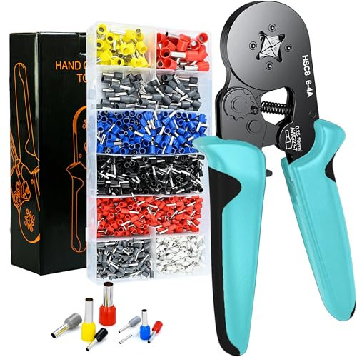 ZETAPEX Crimpadora profesional 0.25-10mm² de terminales electricos con Prensa para Punteras y Terminales de Cables - Juego Completo de Terminales Eléctricos Incluidos – Kit Electricista