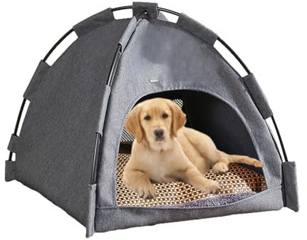 Honhoha Haustierzelt Katzen Hundehütte, Waschbares Katzen-Tipi-Hundezeltbett 42 * 42 * 38CM Haustierkäfigzaun Outdoor-Hundehaus für Welpen, Katzen, Hunde
