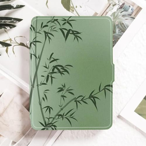 Étui Compatible avec Kindle Paperwhite 12e génération et Kindle Colorsoft Signature Edition (2024) Smart Cover avec Fonction Veille/réveil Automatique - Bambou Vert Minimaliste