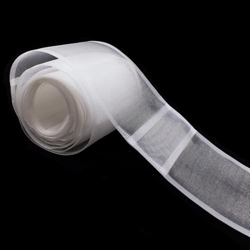WANYIG Schlaufenband zum Nähen 10CM Breit Nylon Stegband Gardinenband Transparent Dicker Universalband Bleistiftfaltenband mit schlaufen Schlaufenband für Gardinenstange (5M)