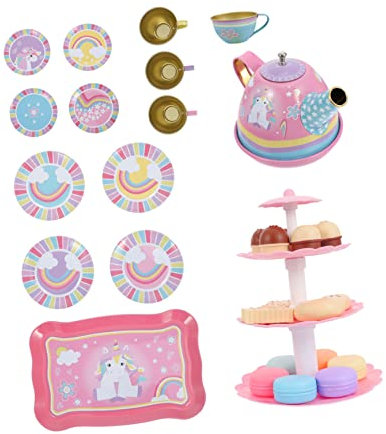 PERSELOSO 1juego Té Infantil Unicornio Set De Juguete De Casa Postres y Torre para Niñas Fiestas y Celebraciones