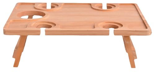 MARCBUSE Portables Outdoor Wine Picnics Table Charcuterie Board With Wine Glass Holder For Beach Use