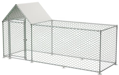 Jaxenor Freilaufgehege Hühner 3x1x1,5m, Hühnerstall mit Sicherheitsschloss, Hühnergehege mit Wasserdichtes PE-Tuch und Tür, Hühnerauslauf für Hühner, Kaninchen und Weitere Kleintiere