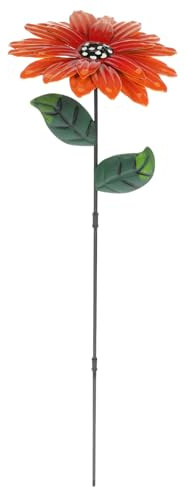 Toddmomy Ornement à Insérer en Fleur en Fer Orange pour Jardin, Décoration | Fleur Metal Deco Jardin, Patio et Allées, Fleur D'extérieur en Fer, Installation Facile