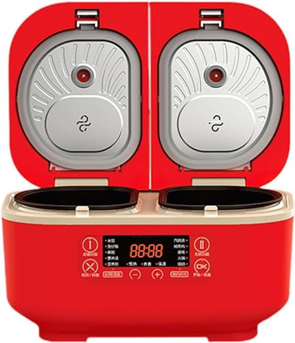 XCSCUK Olla arrocera eléctrica, 700W 1.5L 1.5L Olla arrocera integrada de Doble Revestimiento, 12H Cita,para Familia, Restaurante (Red)