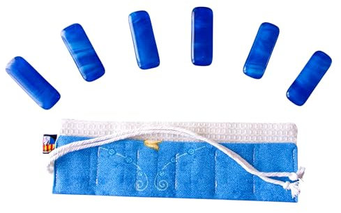 Set de 6 Porte-Couteaux Artisanal Verre Fusionné (Bleu) – Repose-Couverts Fait Main pour Noël, Table de Fête, Cadeau Mariage, Pendaison de crémaillère