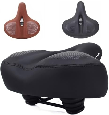 ErgoSoft - Fahrradsattel Ergonomischer Fahrradsattel für Damen und Herren Stoßdämpfend, Wasserabweisend und Atmungsaktiv - Breiter Weich, bequemer Fahrradsitz für Rennrad, MTB Citybike. (Schwarz)