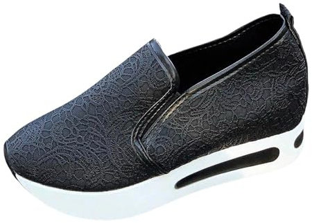 Damskor, platåsula, slip-on, casual, mellanklack, mode, trendiga skor, barfota, slip-skor, damer, bekväma fritidsskor, svart, 39 EU