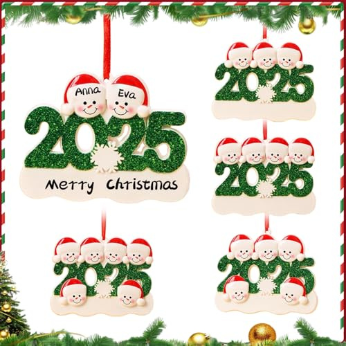 Decorazioni natalizie per la famiglia di pupazzo di neve 2025, personalizzate, in resina, fai da te, ciondolo da appendere all'albero, famiglia di 2, 3, 4, 5, 6, regali decorativi natalizi per la casa