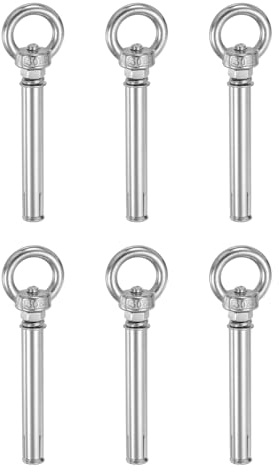 PATIKIL Perno Ojo M6x80mm Para Concreto, 6 Pcs 304 Pernos Elevación Expansión Acero Inoxidable Anclajes Ojo Para Tornillos Para Paredes Ladrillo Mampostería Concreto Techo, Plateado