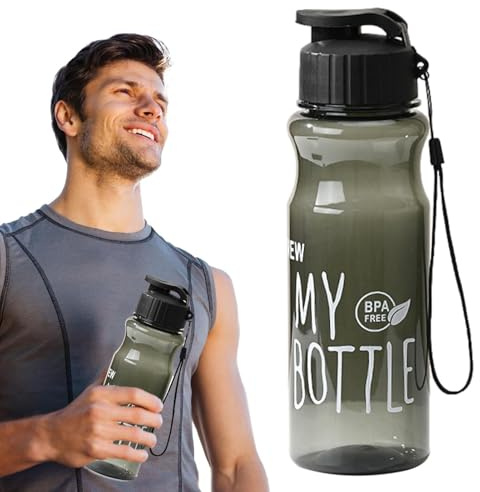Botella de agua a prueba de fugas – Gran botella deportiva de 2 L, material seguro sin BPA, facilidad mejorada, asa de transporte resistente | bebida portátil reutilizable para acampar, fitness