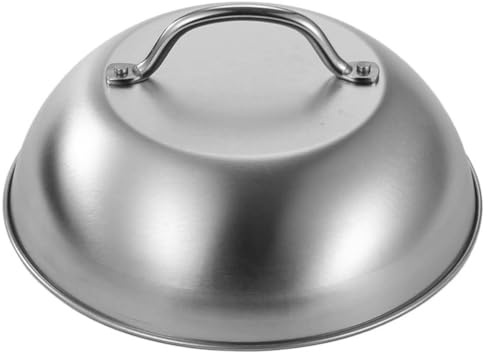 MoSundi Cupola per formaggio in acciaio inox da 22,9 cm, con manico Cool-Touch, per griglie e barbecue con parte superiore piatta, argento