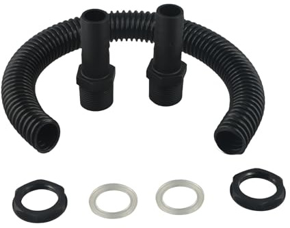 Vilgftyiet Kit di collegamento per collegare 2 cisterne d'acqua, tubo da 25 mm con tubo da 0,5 m e fissaggi, giunto in plastica ABS per acqua piovana per stoccaggio dell'acqua da giardino