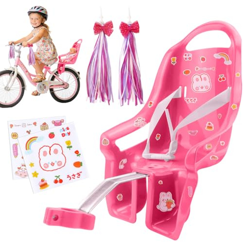 Asiento de Bicicleta para Muñeca, Universal Porta Muñecas para Bicicleta Infantil con Pegatinas DIY y Borlas de Bicicleta, Accesorios Decorativos para Bicicletas de Niña