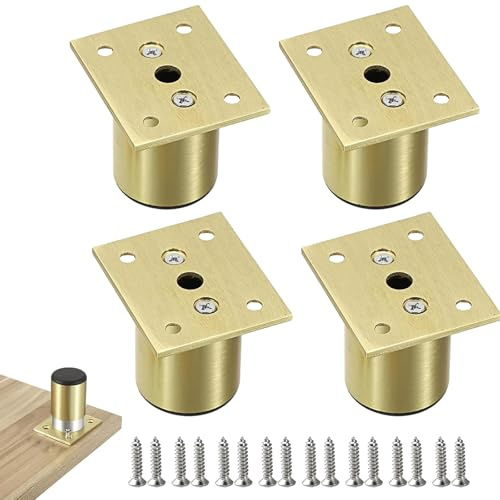 Alrens 4 Pcs gold furniture legs, Heavy-Duty adjustable feet for furniture | adjustable furniture feet furniture legs furniture feet legs for furniture | sofa legs sofa feet cupboard legs for Kitchen