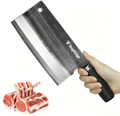 ToughEdge Cuchillo Cleaver Forjado 19,5 cm - Cuchillo de Cocina Chino Tradicional, Hoja de Acero Alto Carbono, Mango Ergonómico para Cortar y Trocear