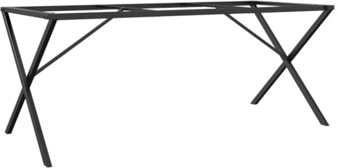 Tmriohed Struttura per tavolo da pranzo a forma di X, 160 x 80 x 73 cm, telaio in acciaio verniciato a polvere, robusto telaio per tavolo da pranzo fai da te, design industriale, nero