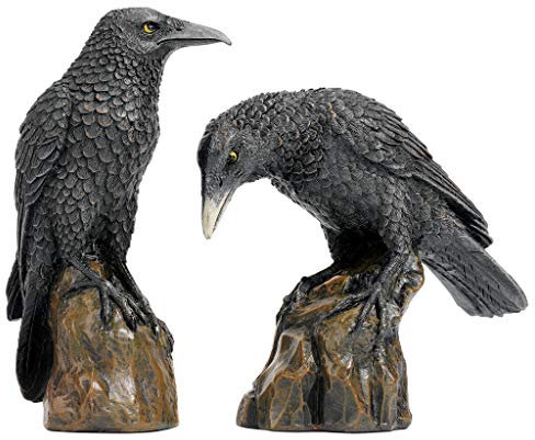 Design Toscano CL6170 Statue di Corvi Notte Mistica, 5x11.5x15 cm