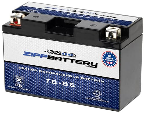 ZIPPBATTERY YT7B-BS 12V 110 CCA AGM – Maintenance-Free 7Ah Battery for ATV, Scooter, Motorcycle, Jet Ski – T3 Nut & Bolt Terminal – Fits Yamaha YFZ450, Honda CRF250, Suzuki DR-Z400, Polaris Outlaw
