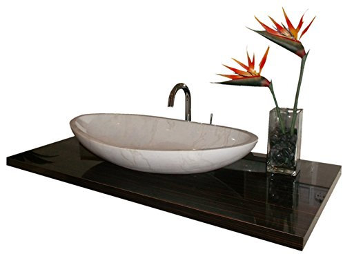 Waschbecken aus Naturstein, Model Monaco groß, Marmor, Guangxi weiß