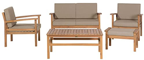 Beliani Modernes Lounge Set Akazienholz Hellbraun 5-teilig Auflagen Taupe Manila