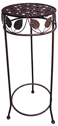 PrimoLiving Metall Blumenhocker/Beistelltisch Shabby Antik-Look braun rund Gr. M (P-05897)