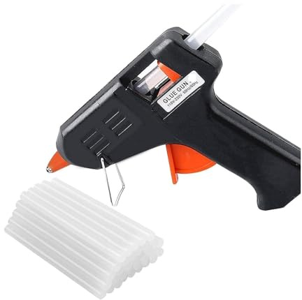 Adhesive Electric Glue Gun Hot Melt with Trigger with 100 7mm x 100mm Glue Sticks for Hobby, Craft, Metal, Wood, Glass, Card and Plastic