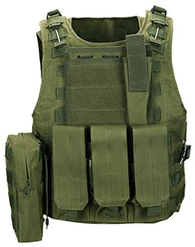 QHIU Taktische Weste Camo Molle Schutz Combat Military Weste für Softair Paintball CS SWAT Wargame Jagd Outdoor Sport