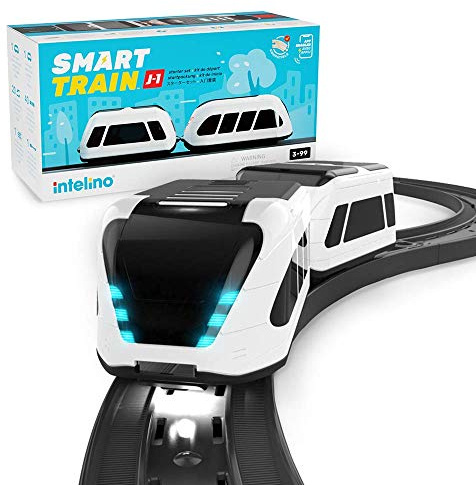 intelino J-1 Smart Train Startpackung - funktioniert bildschirmfrei oder App-verbunden - Roboter Spielzeugeisenbahn die spielerisch programmieren lehrt