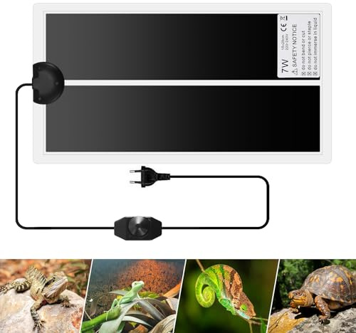 ALLOMN Tapis Chauffant pour Reptiles, Tapis Chauffant pour Réservoir Reptiles Réglable Thermostat plus Chaud pour Coussin Chauffant pour Animaux de Compagnie avec Régulateur de Température 0-35 Degrés