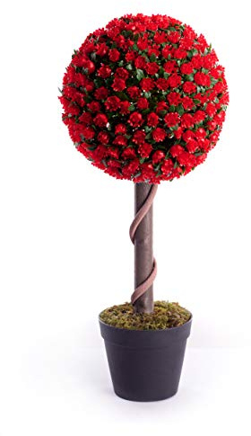 Best Artificial Kunstpflanze mit Rosenkugel, 60 cm, für Garten/Büro/Wintergarten