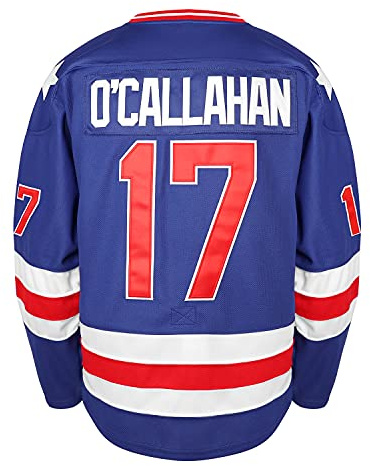 Olympisches Team USA Hockey 17 Jack O'Callahan 21 Mike Eruzione 30 Jim Craig Miracle On Ice USA Hockey-Trikot - Blau - 3X-Groß