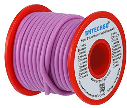 BNTECHGO Bobina de alambre de silicona de calibre 14, 25 pies, flexible, 14 AWG, alambre de cobre estañado trenzado