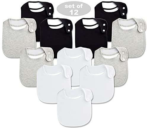 Baby bandana dregel haklappar mjuk och absorberande 100% ekologisk bomull bandana haklappar set för pojkar flickor nyfödda unisex enfärgade 3-24 månader 12-pack