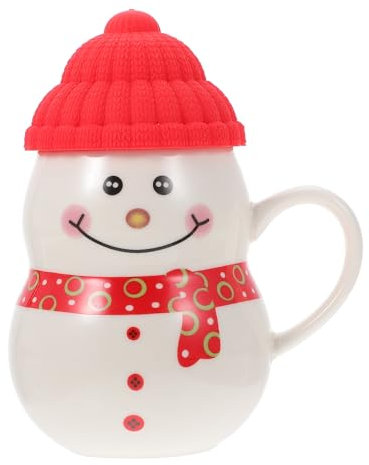 Cabilock Tasse de Noël Bonhomme de Neige, 350ML Joli Mug Noël Hiver en Céramique avec Couvercle, Tasse à Thé pour Petit Déjeuner, Idée Cadeau Originale de Christmas pour Enfants