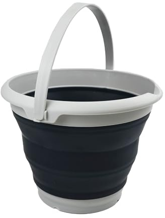 SAMMART Zusammenklappbarer Kunststoffeimer – Faltbare Wanne – Tragbarer Wassereimer zum Angeln – Platzsparender Wassertopf für den Außenbereich (Grau/Schiefergrau, 8,5 l rund)