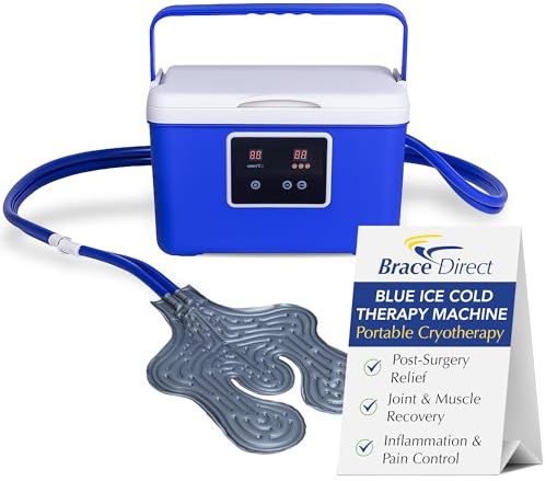 Brace Direct BlueIce Kältetherapie-Zirkulationsmaschine mit Universal-Pad - Rücken, Knie, Hüfte, Schulter, Knöchel, leise Kryotherapie, Schmerzlinderung für postoperative Eingriffe, Arthritis und
