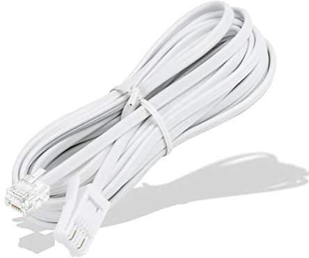 Uvital Telephone Extension Cable 5M for Home & Office, BT Phone Plug to RJ11 Male, 2 Pin 6P2C Lead for Landline, Modem, Fax(White)