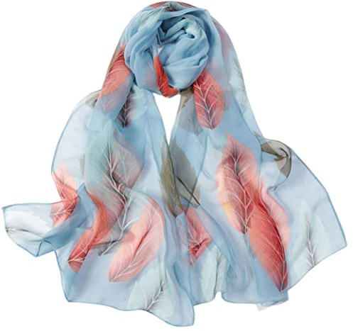 FAIRYGATE Scarf Gifts for Women Chiffon Scarfs Sale Ladies Scarves Lightweight Floral Leaf Print Georgette Shawls Wraps for Spring Autumn Winter Summer FGKR38023