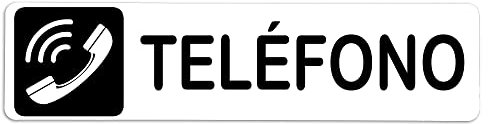 Becral® - Señal adhesiva de PVC TELEFONO | Placa puerta PVC BLANCO | Señal informativa | Cartel Puerta 200X50mm