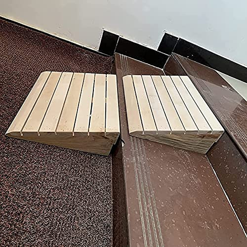 CAZARU Bordsteinrampen für Auto, 2 Stück tragbare Bordsteinrampen aus massivem Holz, leichte Schwellenrampe Rollstuhlrampe für Auto, Roller, Mobilität, Heimtreppe, Laderampe (Size :
