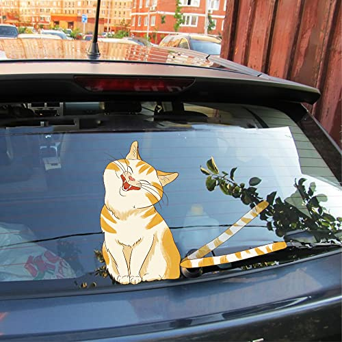 Dreothy Rear Wiper Decal,Funny Cat Moving Tail Wiper Decals Waterproof Rear Windshield Wiper Decal Car Styling Window Wiper Decals Tags for Rear Vehicle Wipers