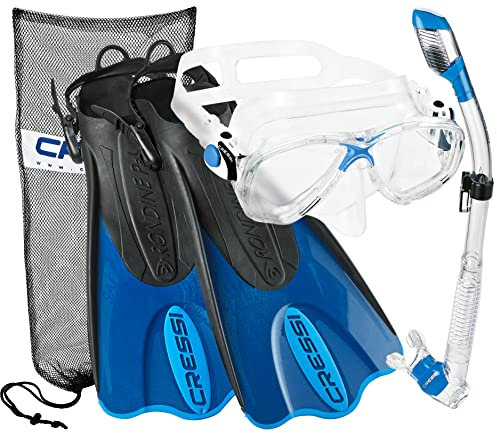 Cressi Italian Collection Palau Schnorchelset mit verstellbarer Flosse und Tragetasche