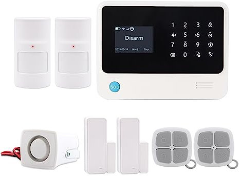Alarm System WIFI GSM Alarm System Security Home GSM Alarme System APP Control Wired Alarm Pet Immune PIR Detector DIY Kit Zero false positive rate (Color : White host)