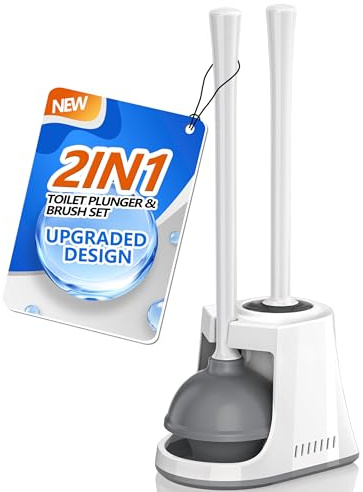 LOVLOY Toilet Plunger and Brush, 2-in-1 Toilet Brush and Plunger Combo, White, 1